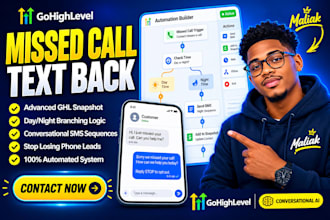 build gohighlevel missed call text back ghl snapshot sms automations