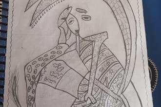 do drawing beautiful sketch, cartoon art, modern art