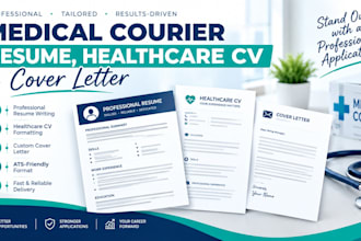 write a professional medical courier resume, healthcare CV, cover letter