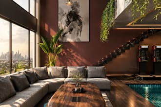 create interior design, 3d rendering and 3d models