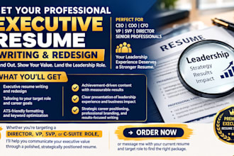 write an ats executive resume for CEO, vp and director roles