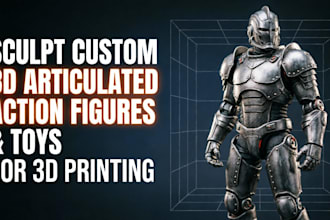 sculpt custom 3d articulated action figures and toys for 3d printing in detail