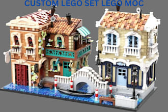 design custom lego model, lego mocs, sets, houses with pdf instruction part list