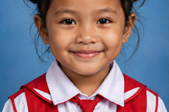 edit kindergarten photo to HD blue background