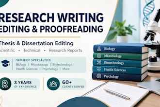 assist with research writing, editing and proofreading