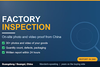 inspect your order at the chinese factory with photo and video proof