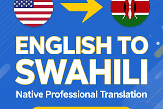 do professional native english to swahili translation