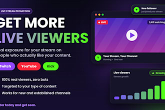 promote organic twitch live stream youtube live stream kick stream