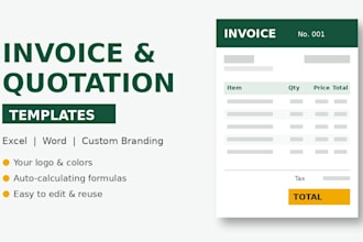 design professional invoice and quotation templates in excel and word