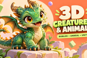 do roblox, unreal engine and unity 3d creature, animal model, dragon or monster