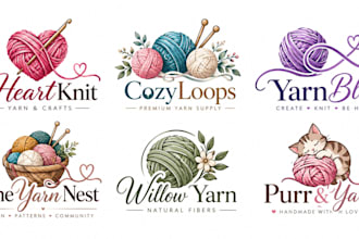 design a professional knitting, crochet, wool, thread, textile, sewing yarn logo