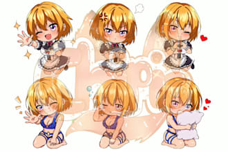 cute anime emotes for discord, twitch, vtuber, stickers