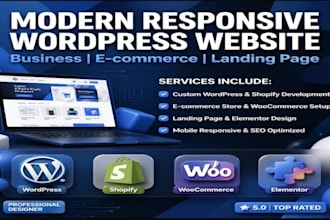 design modern responsive wordpress website, e commerce website