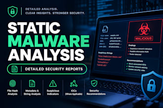 perform static malware analysis and write a cybersecurity report