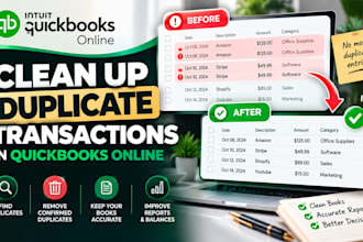 clean up duplicate transactions in quickbooks online