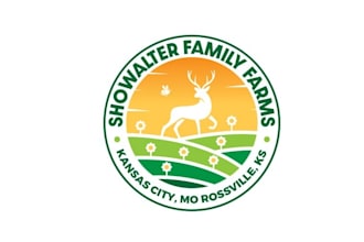 make family farm logo with bees and flowers and deer