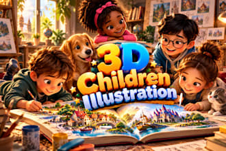 design 3d children book illustration, book illustration, children illustration