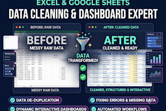 masterfully handle excel data cleaning, analysis, dashboards