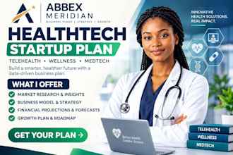create a healthcare telehealth wellness medtech startup plan with financials