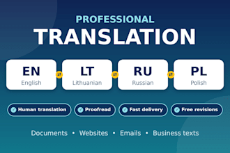 translate russian, english, polish and lithuanian professionally