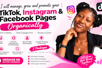 manage, grow and promote your tiktok, instagram and facebook pages organically