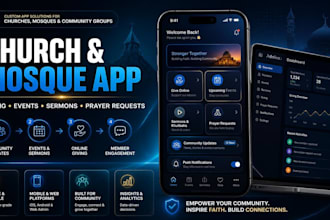 build church mosque community app online giving events sermons prayer requests