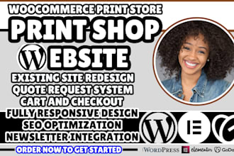 design print shop website, printing company website, woocommerce print shop