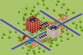 create low poly 3d buildings and props for your game