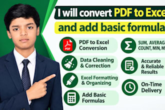 convert PDF to excel and add basic formulas
