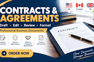 draft, edit, review and format professional contracts and agreements