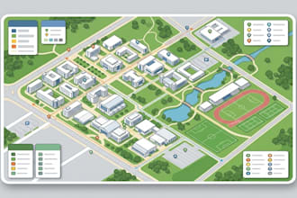 create campus maps, school maps, university maps, navigation and vector maps