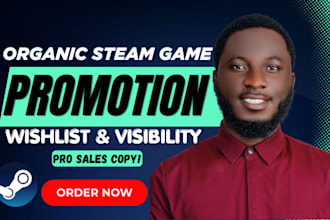 steam game promotion, steam game marketing, steam game wishlist and steam visits