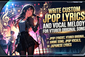 write custom jpop lyrics and vocal melody for vtuber original song
