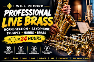 record pro live brass, horns section, saxophone, trumpet horns brass in 24hrs
