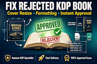fix rejected book for amazon kdp book formatting, fix resize book cover