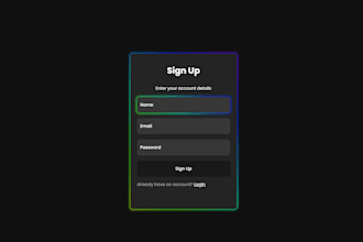 code a modern animated darkmode login and register form