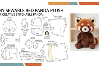 design plush sewing patterns with vector layouts and instructions