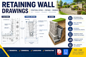 create retaining wall structural drawings and construction details