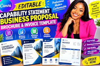 design editable canva capability statement andbusiness proposal invoice template