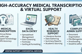 do data entry, medical transcription, admin support