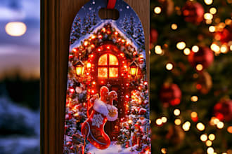 design christmas lighting illustration door hanger, flyer and sings design