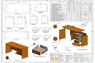 draft furniture woodworking shop drawing, assembly joinery plan for carpenters