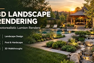 deliver landscape, garden, pool and hardscape design with lumion 3d rendering