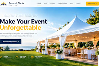 build squarespace tent rental website canopy rent website event equipment site