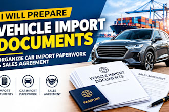 prepare vehicle import documents, organize car import paperwork sales agreement