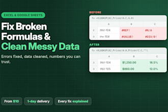 fix excel formulas, errors, and clean up your messy data