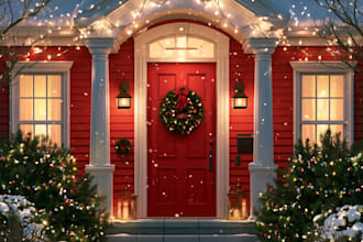 design christmas lighting illustration door hanger, flyer and sings design