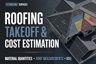 roofing material takeoff, roof estimation, cost estimation and bill of quantity