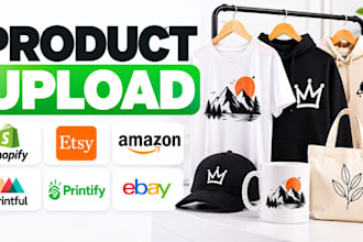 upload products to shopify, etsy, amazon, printful, printify