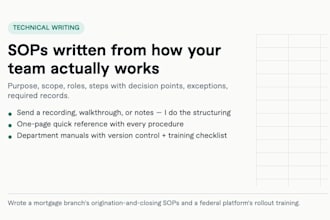 write your standard operating procedure or process manual